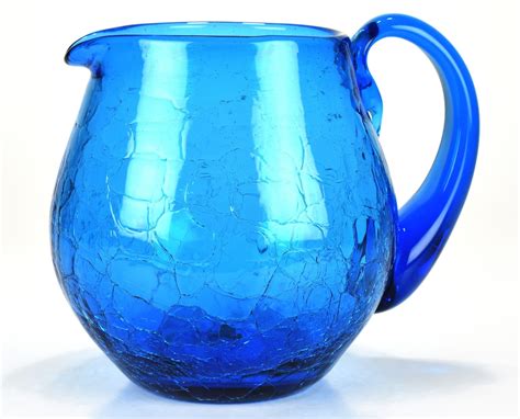 blenko glass pitcher blue